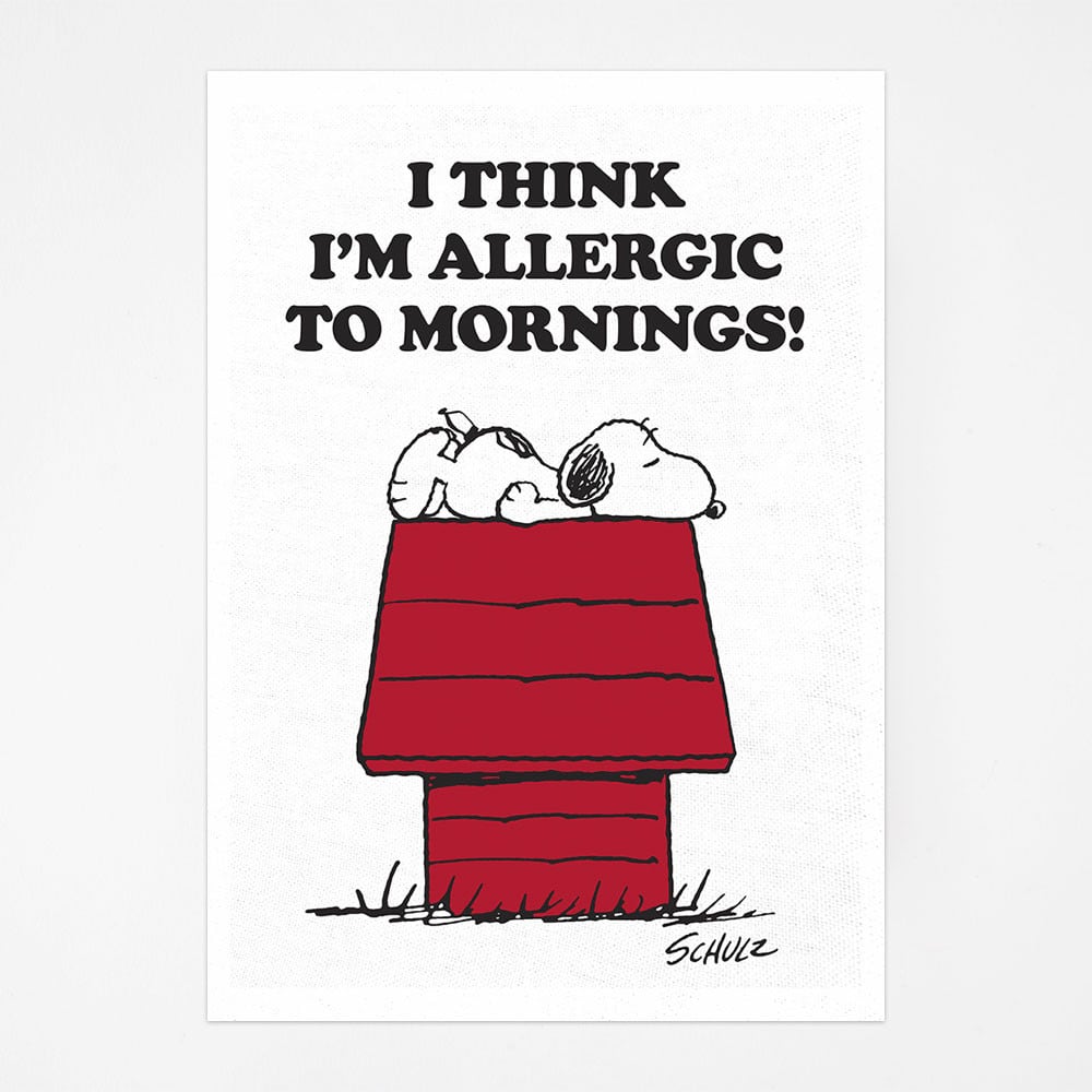 Peanuts - Tea Towel - Allergic to Mornings