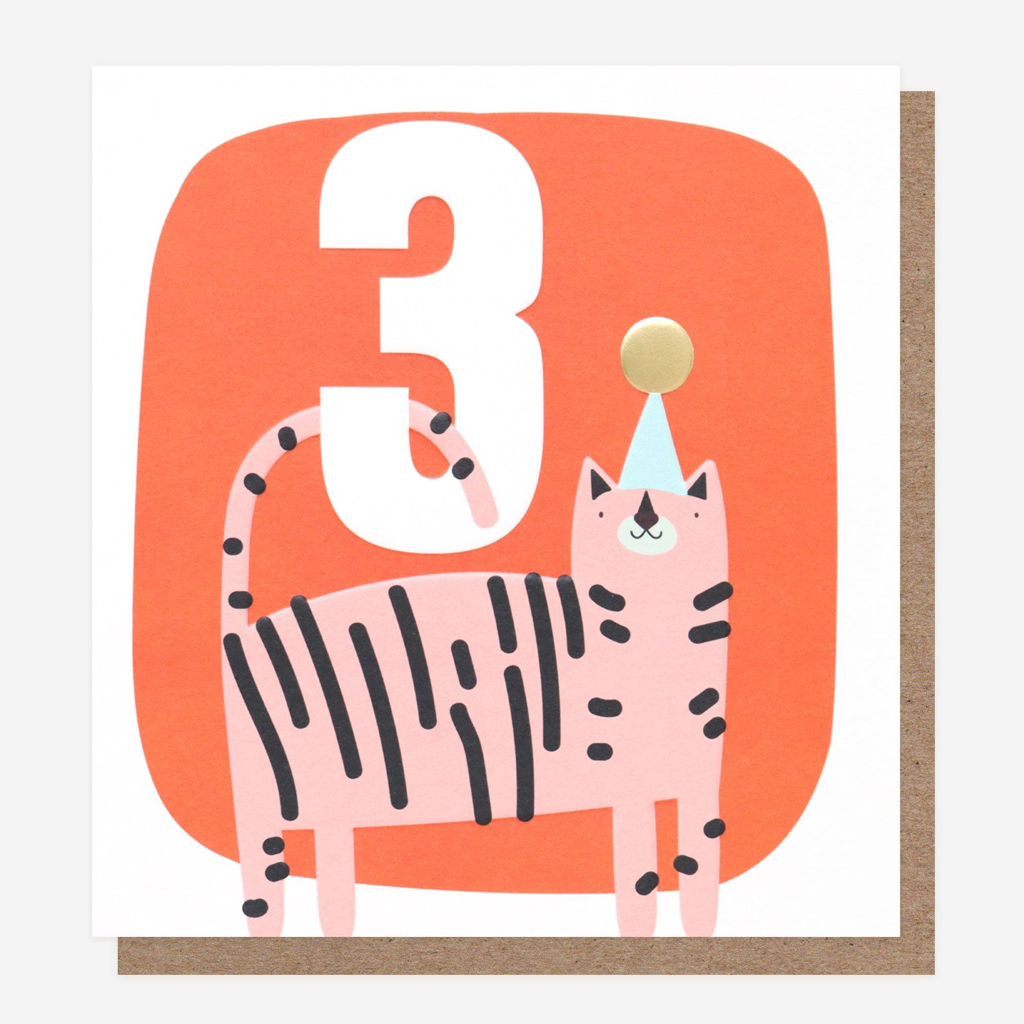 Age 3 Girls Cat Birthday Card