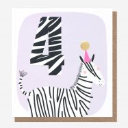 Age 4 Girls Zebra Birthday Card