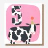 Age 5 Girls Cow Birthday Card