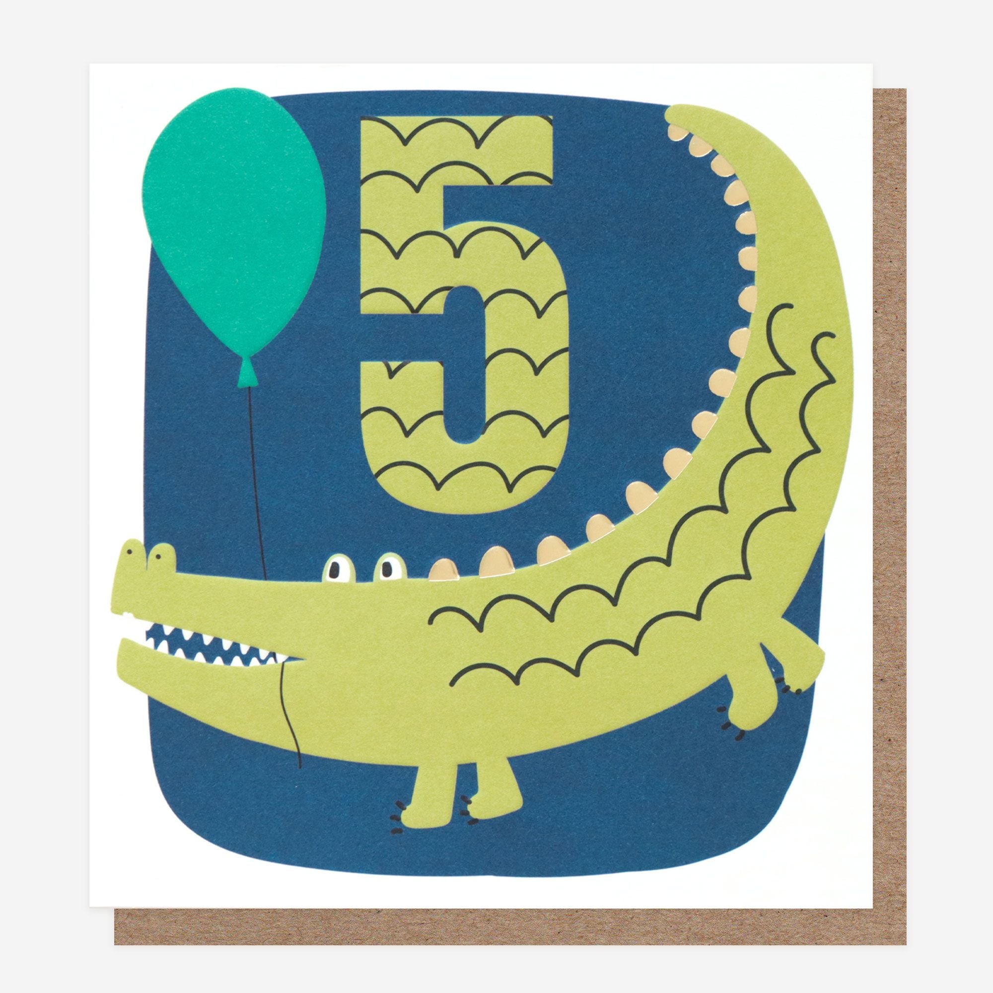 Age 5 Boys Crocodile Birthday Card